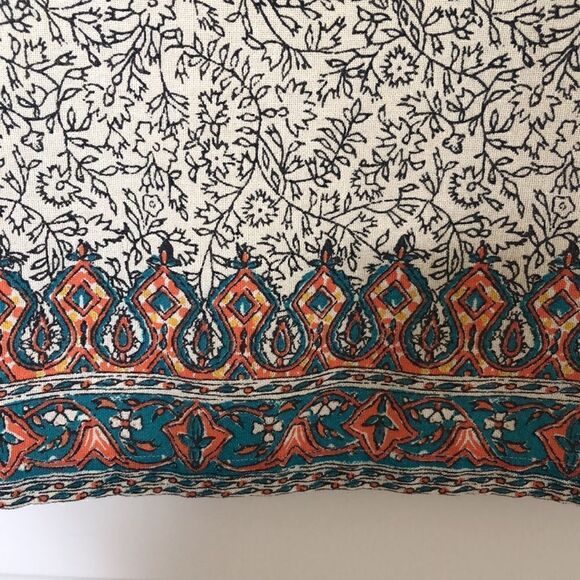 Lucky Brand Black and White Print Shift Dress With Colorful Borders and Sequins - Picture 4 of 16